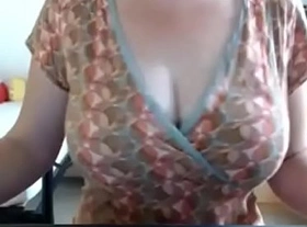 Milf grabbing her big boobs tease webcams